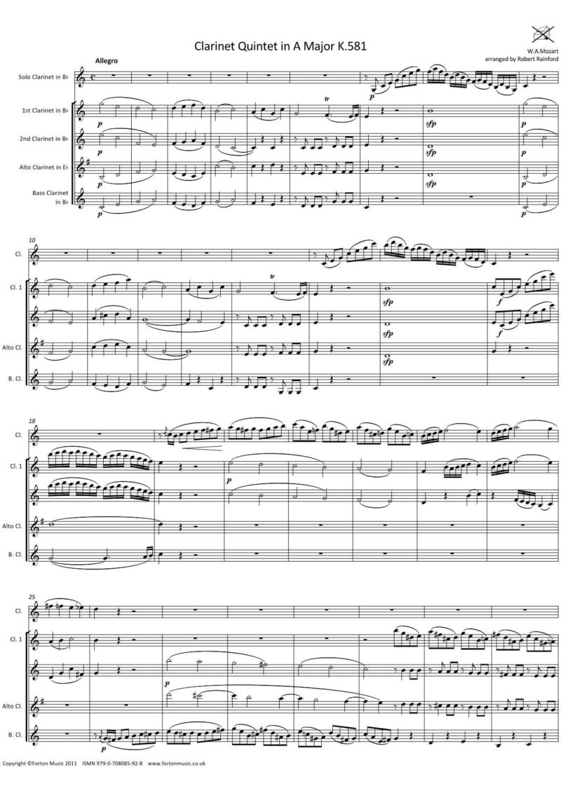 Quintet in A major K581 Forton Music