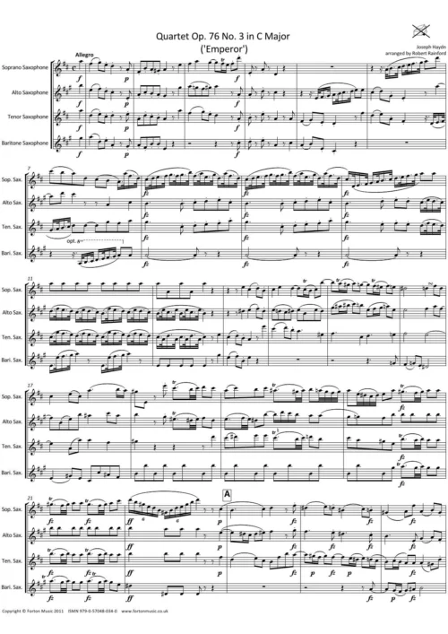 Quartet Op76 no 3 'Emperor'