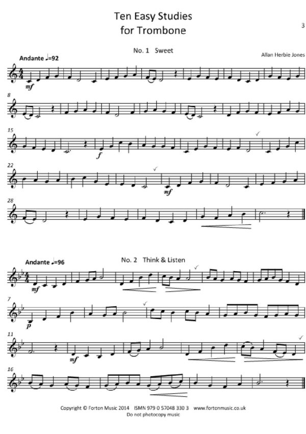 10 Easy Studies for Trombone Treble Clef