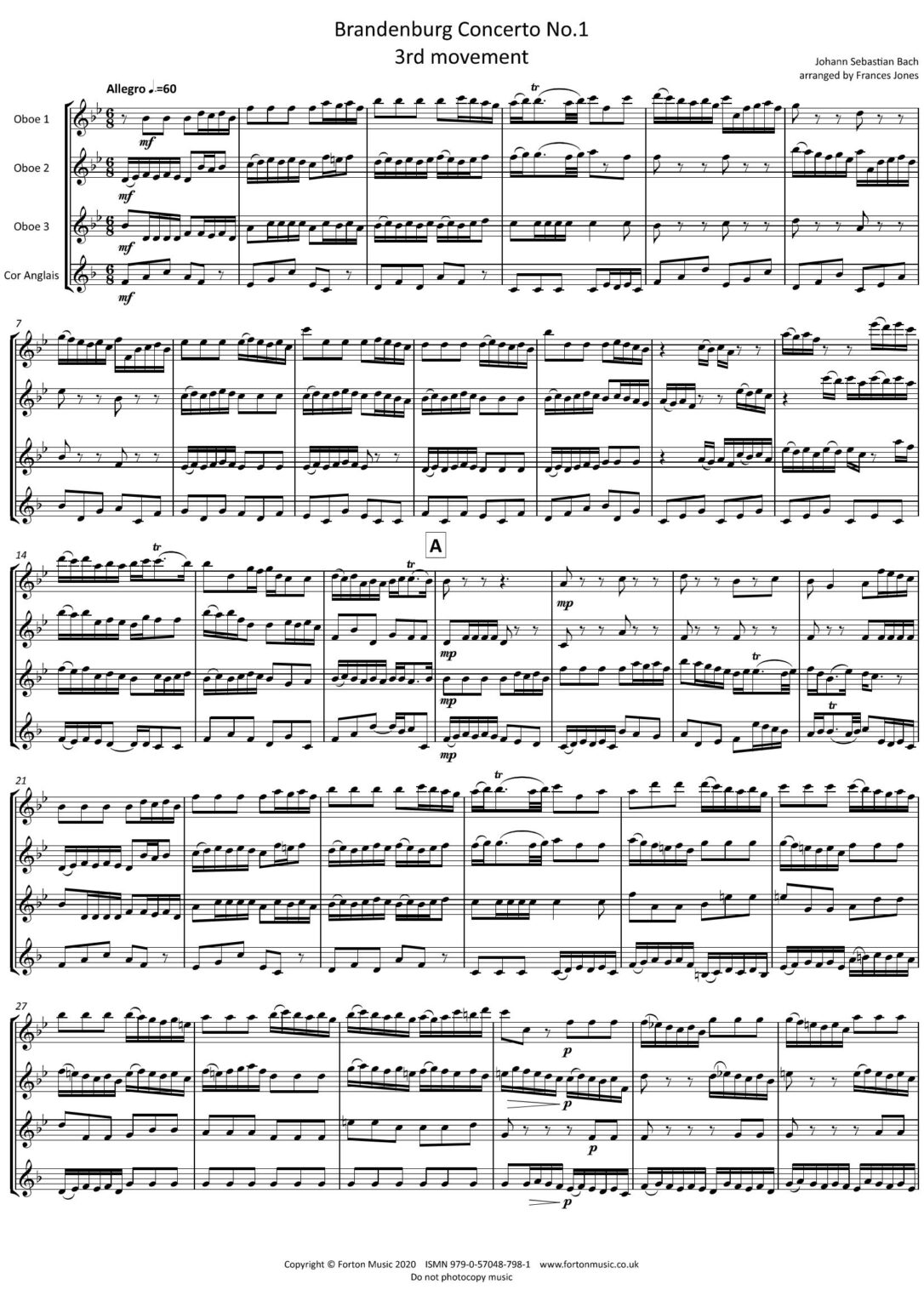 Brandenburg Concerto No. 1 3rd Movement - Forton Music